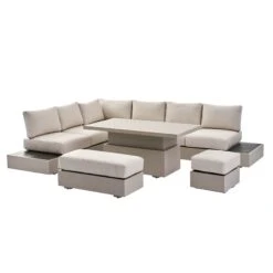 Jardin Aluminium Large Corner Casual Dining Set With Rising Table, Pumice -Daals Shop OD DINE 905 PUMICE SET WB1