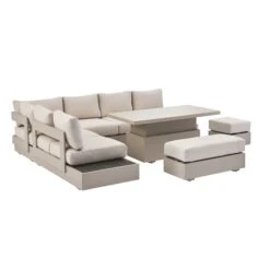 Jardin Aluminium Large Corner Casual Dining Set With Rising Table, Pumice -Daals Shop OD DINE 905 PUMICE SET WB3