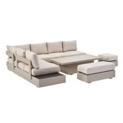 Jardin Aluminium Large Corner Casual Dining Set With Rising Table, Pumice -Daals Shop OD DINE 905 PUMICE SET WB4
