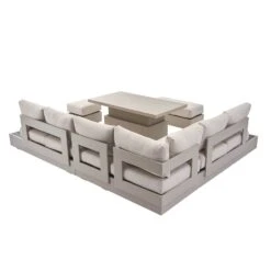 Jardin Aluminium Large Corner Casual Dining Set With Rising Table, Pumice -Daals Shop OD DINE 905 PUMICE SET WB5