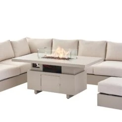 Jardin Aluminium Large Corner Casual Dining Set With Rising Firepit Table, Pumice 25 Jardin Aluminium Large Corner Casual Dining Set With Rising Firepit Table, Pumice -Daals Shop OD DINE 906 PUMICE SET detail1