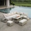 Jardin Aluminium Large Corner Casual Dining Set With Rising Firepit Table, Pumice -Daals Shop OD DINE 906 PUMICE SET main