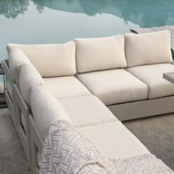 Jardin Aluminium Large Corner Casual Dining Set With Rising Firepit Table, Pumice 17 Jardin Aluminium Large Corner Casual Dining Set With Rising Firepit Table, Pumice -Daals Shop OD DINE 906 PUMICE SET scene2