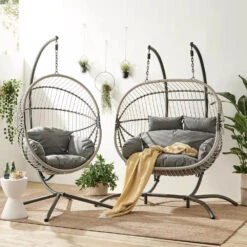 Harrington Rattan + Rope Indoor Outdoor SINGLE Hanging Chair 21 Harrington Rattan + Rope Indoor Outdoor SINGLE Hanging Chair -Daals Shop OD HC 009 010 set
