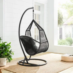 Lydia Geometric Rattan & Rope Mix Indoor Outdoor Hanging Chair -Daals Shop OD HC 014 3
