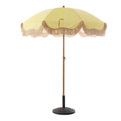 Gabriel Yellow And White Striped Fringed Parasol With Tilt -Daals Shop OD PRSL 02 YELLOWSTRP 1