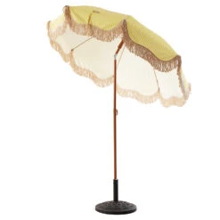 Gabriel Yellow And White Striped Fringed Parasol With Tilt -Daals Shop OD PRSL 02 YELLOWSTRP 2