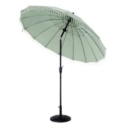 Hacienda 2.4M Sage Green Beaded Carousel Garden Parasol With Fringe Tassels And Aluminium Tilt -Daals Shop OD PRSL 16 SAGE WB2