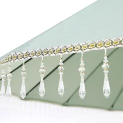 Hacienda 2.4M Sage Green Beaded Carousel Garden Parasol With Fringe Tassels And Aluminium Tilt -Daals Shop OD PRSL 16 SAGE detail1