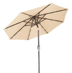 3M LED Light Aluminium Frame Garden Parasol With Tilt Crank , Beige -Daals Shop OD PRSL 23 BEIGE main 2
