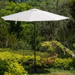 3M LED Light Aluminium Frame Garden Parasol With Tilt Crank , Beige -Daals Shop OD PRSL 23 BEIGE scene1