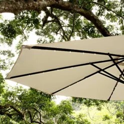 3M LED Light Aluminium Frame Garden Parasol With Tilt Crank , Beige -Daals Shop OD PRSL 23 BEIGE scene3