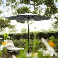 3M LED Light Aluminium Frame Garden Parasol With Tilt Crank , Grey -Daals Shop OD PRSL 23 GREY scene2