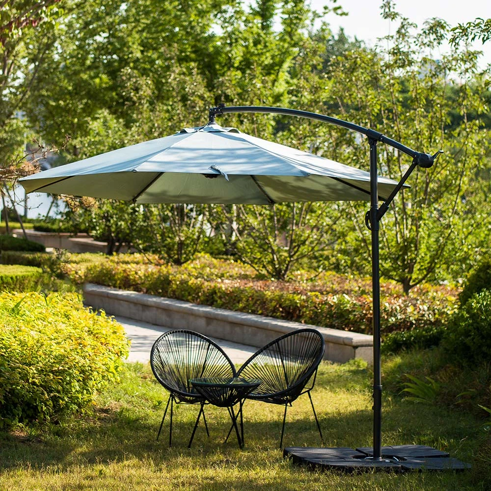 3M LED Light Cantilever Garden Leanover Parasol, Grey 5 3M LED Light Cantilever Garden Leanover Parasol, Grey - Image 3