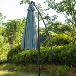 3M LED Light Cantilever Garden Leanover Parasol, Grey 14 3M LED Light Cantilever Garden Leanover Parasol, Grey -Daals Shop OD PRSL 24 GREY scene3