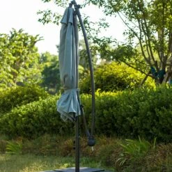 3M LED Light Cantilever Garden Leanover Parasol, Grey 15 3M LED Light Cantilever Garden Leanover Parasol, Grey -Daals Shop OD PRSL 24 GREY scene4