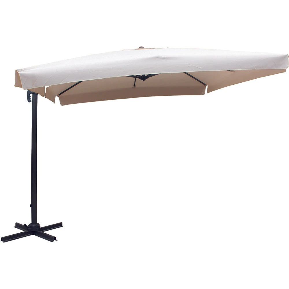 300cm Large Square 360° Aluminium Roma Cantilever Garden Hanging Parasol, Beige 4 300cm Large Square 360° Aluminium Roma Cantilever Garden Hanging Parasol, Beige - Image 2