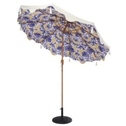 Butterfly & Flower 2.6M Octagonal Tassel Parasol With Aluminium Tilt -Daals Shop OD PRSL 32 BUTTERFLY WB2