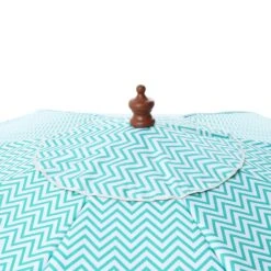 Green Chevron 2.6M Octagonal Tassel Parasol With Aluminium Tilt 25 Green Chevron 2.6M Octagonal Tassel Parasol With Aluminium Tilt -Daals Shop OD PRSL 34 GREENSTRP detail1