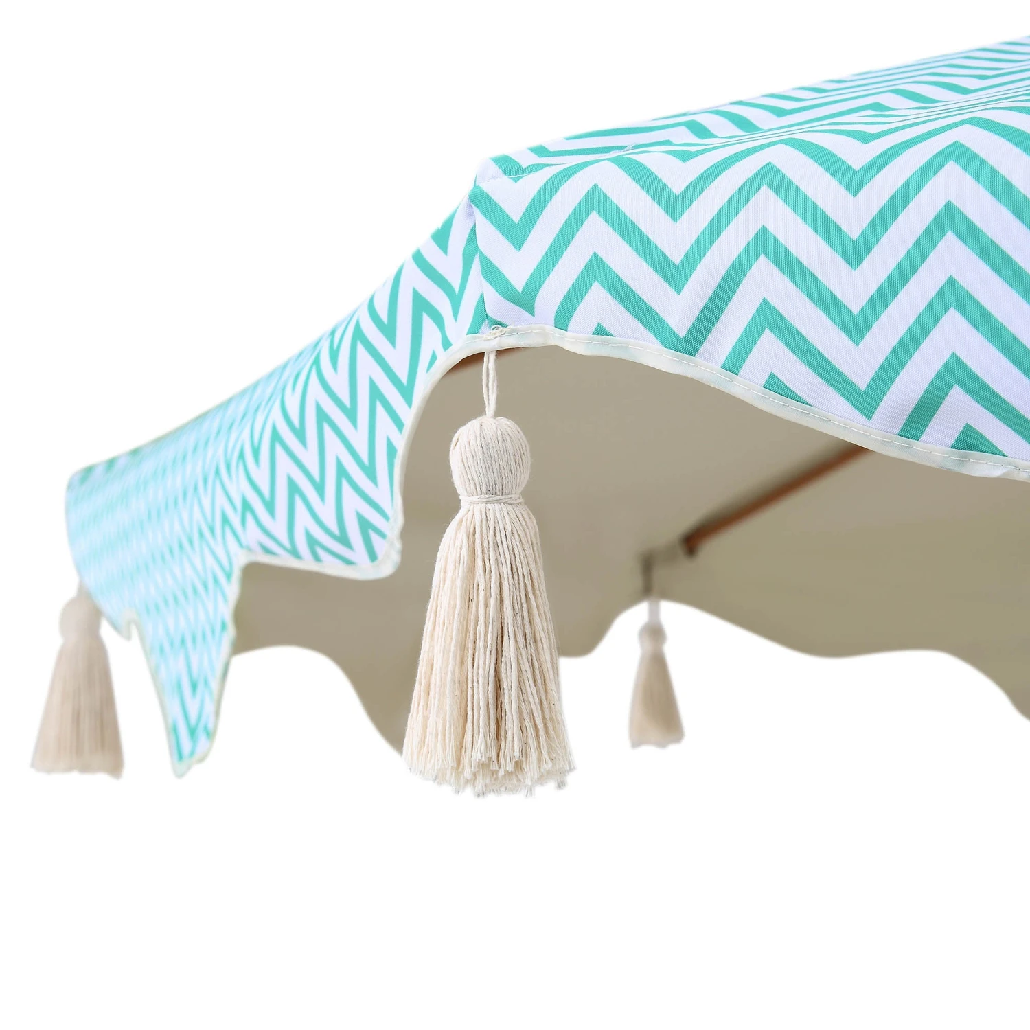 Green Chevron 2.6M Octagonal Tassel Parasol With Aluminium Tilt 13 Green Chevron 2.6M Octagonal Tassel Parasol With Aluminium Tilt - Image 11