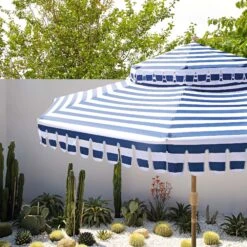 Fabienne Blue And White Striped 3M Double Top Crank And Tilt Parasol -Daals Shop OD PRSL 42 BLUESTRIPE scene2