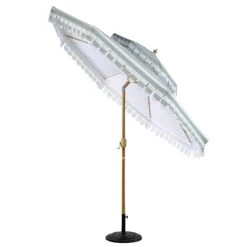 Fabienne Sage Green And White Striped 3M Double Top Crank And Tilt Parasol -Daals Shop OD PRSL 42 GREENSTRIPE WB2