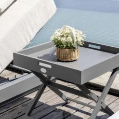 Pedra Rope And Aluminium Outdoor Sun Lounger And Side Table Set -Daals Shop OD ROPE2 GREY STB scene1 7b2b9530 419f 491b 88a7 17cefc55dea9