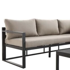 Albany Aluminium Corner Sofa Set With Reclining Back And Coffee Table, Taupe -Daals Shop OD SF 1023 TAUPE detail1