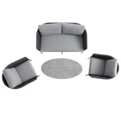 Montebello 4-Seater Outdoor Black Rope And Aluminium Sofa Set With Grey Ceramic Coffee Table -Daals Shop OD SF 1029 BLACK WB3