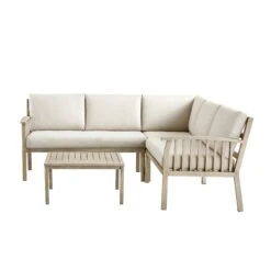 Earlswood Aluminium Washed Wood Effect Corner Sofa Set With Coffee Table -Daals Shop OD SF 1066 NAT WB2
