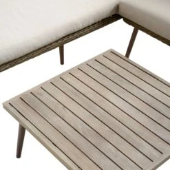 Cliveden Outdoor Aluminium Washed Wood Effect And Round Wicker Rattan Corner Sofa Set -Daals Shop OD SF 1070 NAT detail1