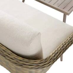 Cliveden Outdoor Aluminium Washed Wood Effect And Round Wicker Rattan Corner Sofa Set -Daals Shop OD SF 1070 NAT detail3