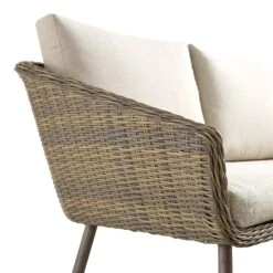 Cliveden Outdoor Aluminium Washed Wood Effect And Round Wicker Rattan Corner Sofa Set -Daals Shop OD SF 1070 NAT detail5