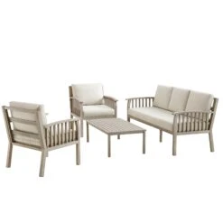Earlswood Aluminium Washed Wood Effect Sofa Set With Coffee Table -Daals Shop OD SF 1071 NAT WB3