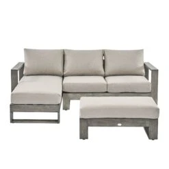 Montrose Aluminium Outdoor Sofa Set With Chaise, Brushed Silver Oak -Daals Shop OD SF 2016 WGREY SET WB2