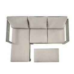 Montrose Aluminium Outdoor Sofa Set With Chaise, Brushed Silver Oak -Daals Shop OD SF 2016 WGREY SET WB6