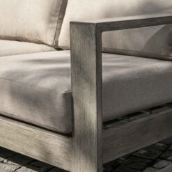 Montrose Aluminium Outdoor Sofa Set With Chaise, Brushed Silver Oak -Daals Shop OD SF 2016 WGREY SET scene4