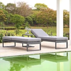Albany Aluminium Sun Lounger, Grey -Daals Shop OD SLG 155 GREY SET scene1