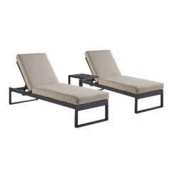 Albany Aluminium Sun Lounger And Side Table Set, Taupe -Daals Shop OD SLG 155 TAUPE SET WB1