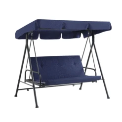 Champneys Outdoor Reclining Swing With Canopy, Blue Striped -Daals Shop OD SWG 057 BLUE
