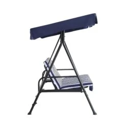Champneys Outdoor Reclining Swing With Canopy, Blue Striped -Daals Shop OD SWG 057 BLUE WB2