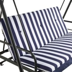 Champneys Outdoor Reclining Swing With Canopy, Blue Striped -Daals Shop OD SWG 057 BLUE detail1