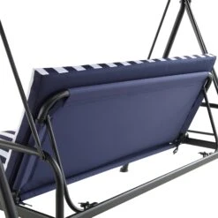 Champneys Outdoor Reclining Swing With Canopy, Blue Striped -Daals Shop OD SWG 057 BLUE detail2