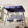 Champneys Outdoor Reclining Swing With Canopy, Blue Striped -Daals Shop OD SWG 057 BLUE main