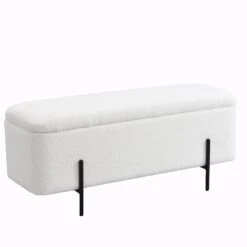 Jed Ecru Boucle 120cm Large Storage Ottoman Bench -Daals Shop OTTO 2245 ECRUBOUCLE WB2