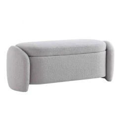 Loha Grey Teddy Boucle 129cm Large Storage Ottoman Bench -Daals Shop OTTO 271 GREY TEDDY WB5