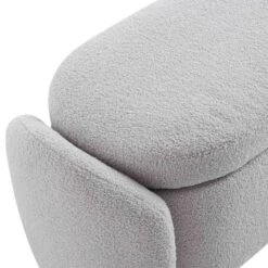 Loha Grey Teddy Boucle 129cm Large Storage Ottoman Bench -Daals Shop OTTO 271 GREY TEDDY detail1