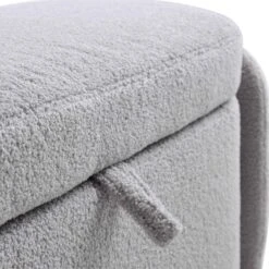 Loha Grey Teddy Boucle 129cm Large Storage Ottoman Bench -Daals Shop OTTO 271 GREY TEDDY detail2