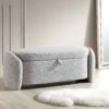 Loha Grey Teddy Boucle 129cm Large Storage Ottoman Bench -Daals Shop OTTO 271 GREY TEDDY main