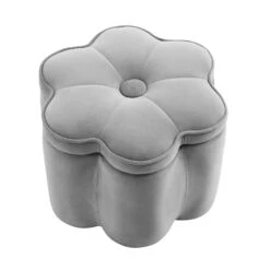 Pollie Grey Velvet Storage Stool 13 Pollie Grey Velvet Storage Stool -Daals Shop POUF 291 GREY VEL WB1